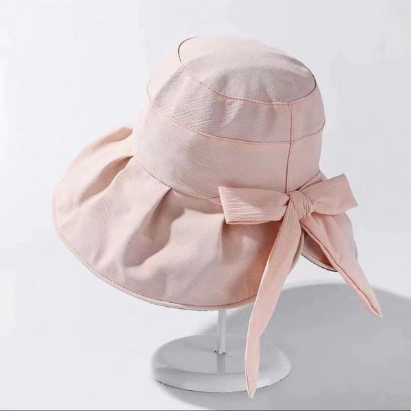 Chapeaux à large bord Fashion Bucket Hat Pliable Basin Sunscreen Women Ruffle Sun Anti-UV