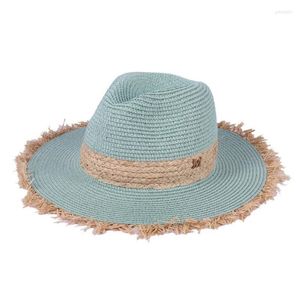 Brede randmutten Mode kleurrijke zomer tie dye strobel hoed outdoor reizen strand zon fedora vintage casual dames elegante capwide hatswide 247y