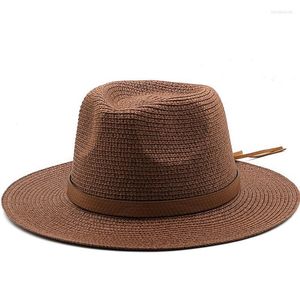 Brede rand hoeden mode panama voor vrouwen mannen 6 kleuren jazz fedoras koel zon zomer ademende elegante dames feest hoed groothandelwide davi2