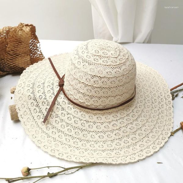 Sombreros de ala ancha, sombreros de paja a la moda para el sol para mujer, accesorios de playa plegables para viajes, protección UV de verano para niñas, sombrero de Panamá, sombreros para el sol