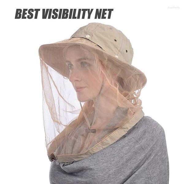 Chapeaux à large bord mode chapeau de soleil pliable moustique avec filet caché maille répulsif insecte abeille Protection en plein air crème solaire casquette de pêche