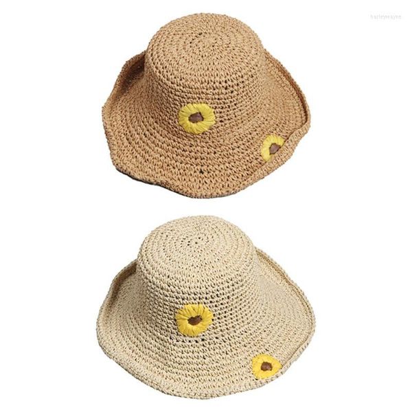 Chapeaux à large bord Fashion Women Lady Pliable Roll Up Sun Beach Straw Visor Hat Caps