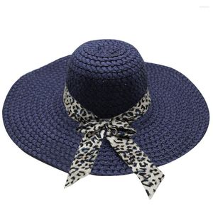 Chapeaux à large bord mode femmes imprimé léopard grand chapeau de paille soleil disquette été plage casquette Sombrero Mujer Verano 2023 # L