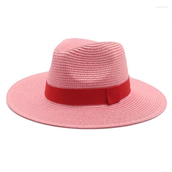 Sombreros de ala ancha moda mujer verano paja Maison Michel sombrero de sol para dama elegante al aire libre playa papá sombrero de sol Panamá Fedora Eger22