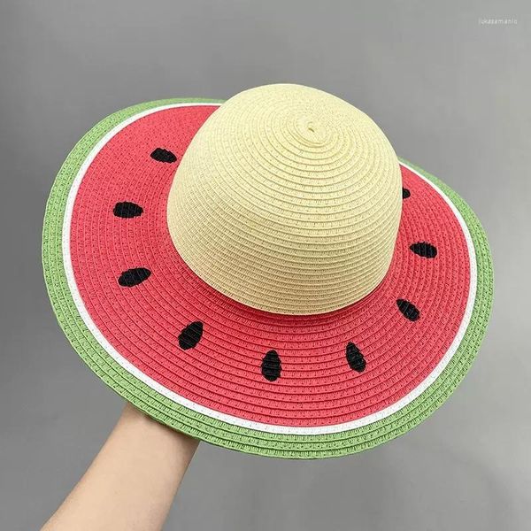 Chapeaux à large bord chapeau de plage à la mode femme été grandes vacances Version coréenne de tous les petits frais parent-enfant parasol paille