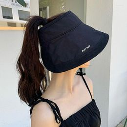 Chapeaux à large bord à la mode Big Eaves Vide Top Hat Femme Été Coréen Wild Sunscreen Sun Ins Net Red Beach DesignerWide WideWide