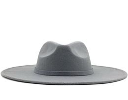 Шляпы с широкими полями, шляпа Fedora для женщин, однотонная шерстяная фетровая мужская кепка на осень-зиму, панама Gamble, серая джазовая кепка6961378