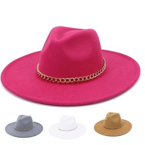 Chapeaux à bord large Fedoras pour femmes hommes fines chatte de chaîne en or fête de mode de luxe Panama 2021 automne 9 2cm264c