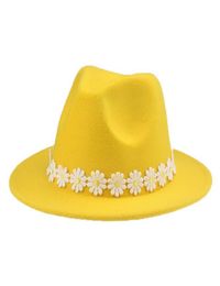 Chapeaux à bord large Fedoras Femmes mignonnes fleurs solides parentkids 52cm 58cm pour blanc noir à la mode Panama Sombreros de Mujer5954742