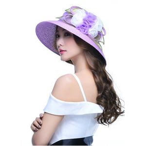 Brede rand hoeden vrouwelijke zomer Koreaanse versie stro sun cap meisjes reizen vouwen strandhoed volwassen dame studenten b-7654Wide