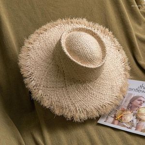 Chapeaux à large bord Fitshinling Vintage Beach Handmade Raphia Paille Sun pour femmes Fringe Bohemian Holiday Summer Hat Femme Mode 2023