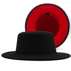 Hoeden met brede rand Platte top Fedora hoed voor dames Heren Fedora Bulk heren Dames vilt 2023 Vrouw Man Panamapet Vrouwelijke Mannelijke Jazz Caps