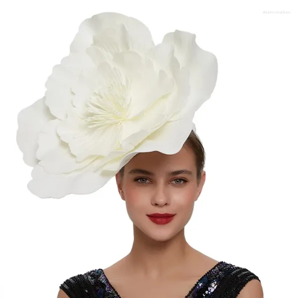 Sombreros de ala ancha Sombrero fascinador de flores Diadema grande para mujeres Dropship