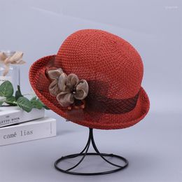 Chapeaux à large bord pliable pêcheur paille nœud chapeau femmes crème solaire doux été vacances décontracté vacances femmes filles mode seau plage