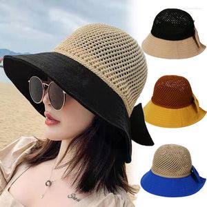 Brede rand hoeden opvouwbare floppy girls straw hat sun strand vrouwen zomer uv beschermen reiskap dame vrouwelijke emmer