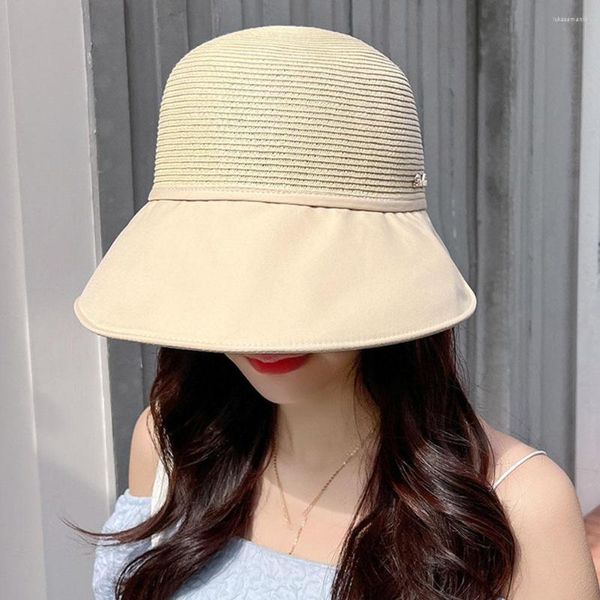 Sombreros de ala ancha Sombrero plegable para el sol Gorras ajustables para hombres Mujeres Playa Verano Viseras de paja Gorra de pescador al por mayor