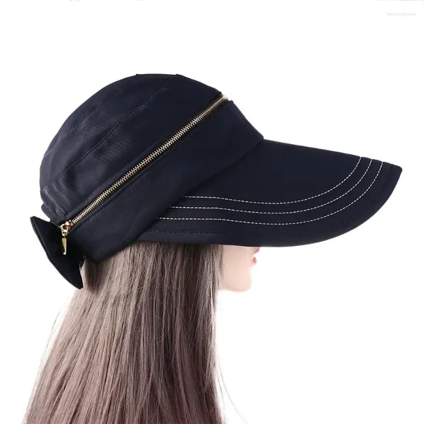 Chapeaux à large bord pliable visière chapeau voyage couleur unie cyclisme grand nœud pêcheur amovible soleil femmes casquette seau