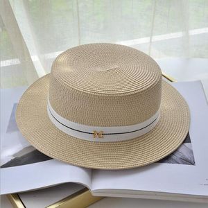 Chapeaux à large bord pour femmes chapeau de soleil femme été M lettre paille visière casquettes dames plage chapeaux large