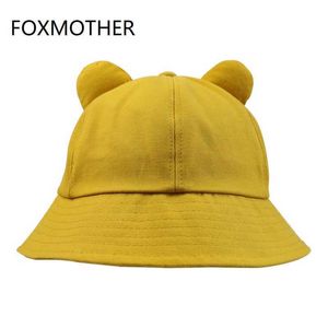 Brede rand hoeden Foxmother Nieuwe schattige mode geel roze solide kleur katoren emmer hoed vrouwen Koreaanse P230311