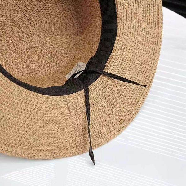 Chapeaux à large bord chapeau de paille français dames été plage vacances plage parasol tressé paille crème solaire chapeau plat cadeau chapeau