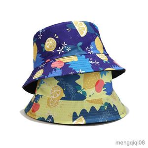 Sombreros de ala ancha con estampado de frutas, sombrero de cubo Reversible para mujeres y hombres, protección solar de verano, pescador Hip Hop Bob Gorros, gorra de pesca R230607