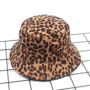 Chapeaux à bord large giyu daide léopard imprimé seau décontracté pour les femmes en plein air plafonneurs de soleil plat de soleil