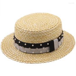 Brede rand hoeden handgemaakt meisje stro strandhoed voor vrouwen zomervakantie panama cap mode flat zonbeveiliging vizier