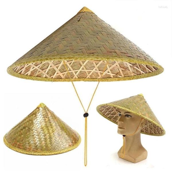 Sombreros de ala ancha Sombrero de bambú tejido a mano para adultos Sombra de sol Pescador Arroz PaddyHat Oriental Coolies BeachCap Po Props Party