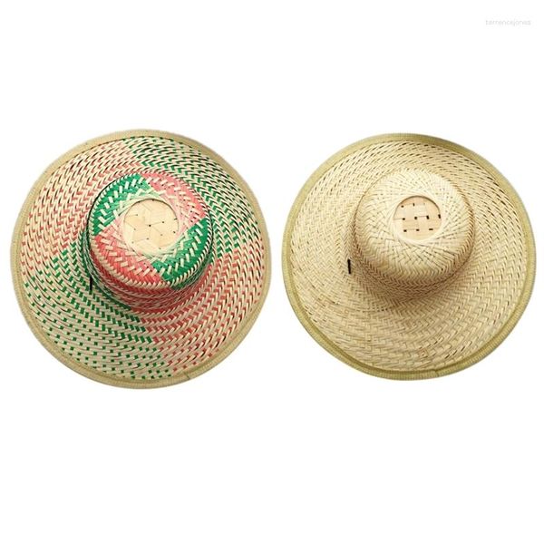 Sombreros de ala ancha Sombrero de sol de bambú tejido a mano con correa de barbilla ajustable para actividades al aire libre al por mayor