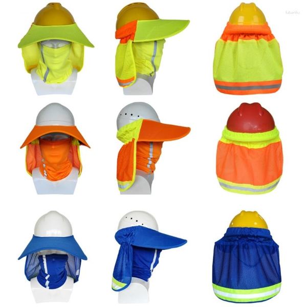 Chapeaux à large bord pare-soleil dur avec bande réfléchissante Protection du cou à bords pare-soleil en maille pour casques de sécurité accessoire HardHat