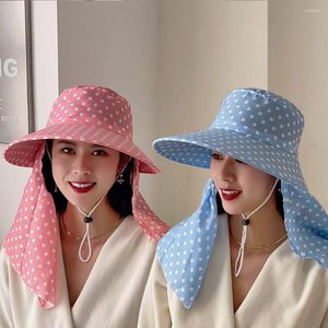 Sombreros de ala ancha Sombrero Big Senderismo Tapas Cubierta Cara Té Picking Cap Mujeres Sol Verano Protección UV Cubo con solapa de cuello