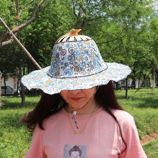 Chapeau de chapeaux à large bord pour voyager réglable à ventilateur pliant portable pliable en bambou et plage d'été