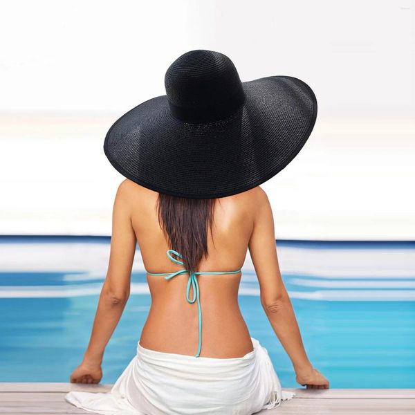 Sombreros de ala ancha Sombrero para hombre Mujeres Verano Playa de paja plegable Sun Floppy Roll Up Cap Upf 50 Caps Lluvia para hombres