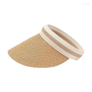 Chapeaux à large bord de haute qualité style dame printemps et été en plein air à large bord non-toit protection solaire paille HatWide Davi22