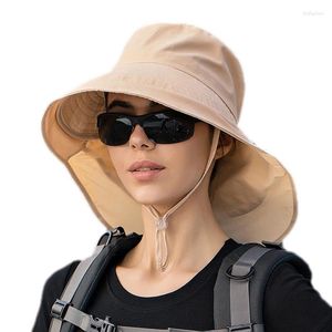 Chapeaux à large bord de haute qualité soleil pour femmes été anti UV plage visière casquettes femme randonnée en plein air pêche seau chapeau