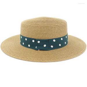 Sombreros de ala ancha HT3643, sombrero de playa de verano para mujer, sombrero de playa informal para mujer, Panamá, sombrero de paja plano clásico para mujer, Eger22