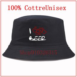 Brede rand hoeden ik hart bier witte eenvoudige stijl vissershoed street side seeded strandtoerisme bucket cap grappige bestuurders