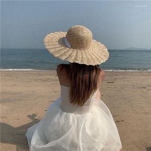 Chapeaux à large bord Ins Grand élégant Protection solaire Visière Casquettes Femmes Vacances en plein air Plage Crème solaire Floppy Chapeau de paille