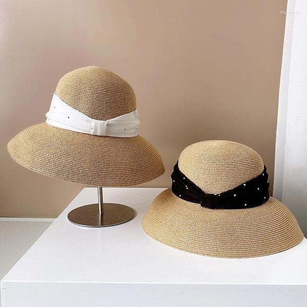 Chapeaux à large bord Style de créateur de mode japonais chapeau de paille pour femmes été plage soleil extérieur seau haute qualité bonnet de luxe
