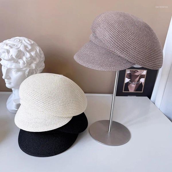 Chapeaux à large bord Étoile japonaise avec la même casquette Mode féminine Chapeau de paille de protection solaire irrégulière Sboy Casual Knight