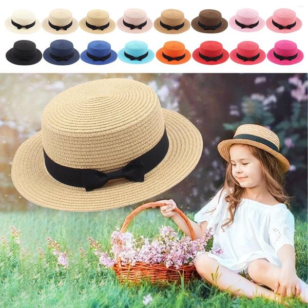 Chapeaux à large bord enfants filles garçons infantile été Fedora chapeau disquette plage chapeau de soleil visière