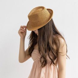 Sombreros de ala ancha King Wheat tamaño grande 2023 Primavera Verano marca mujer sombrero de sol viaje playa sombreado señora adulto Casual hecho a mano Jazz