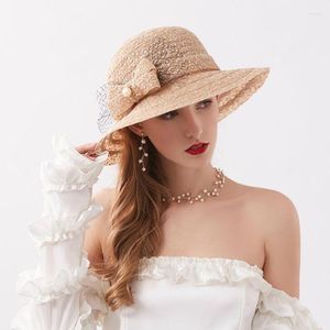 Large Brim Chapeaux Dentelle Crème Solaire Chapeau Bowknot Femme D'été Protection Solaire À La Mode Pliant Sunhat Dames Élégant Voyage En Plein Air Caps H6538