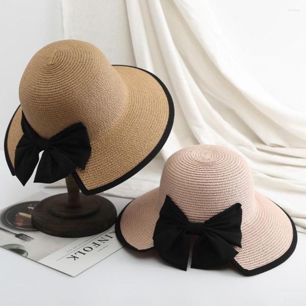 Chapeaux à large bord Lady Floppy Bucket Summer Sun Hat Beach Straw Foldable Cap