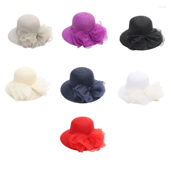 Chapeaux larges chapeaux dame chapeau seau d'été pour filles femmes style coréen fête de mariage accessoires de photographie