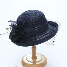 Brede rand hoeden dame feest formele cloche elegante fedora hoed vrouwen winter asymmetrische wol vilt baret cap