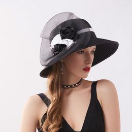 Chapeaux larges chapeaux dame été fleur soleil ombrage chapeau européen américain mode casquette de mariage femmes pliant fil net élégant visière cool casquettes H6545