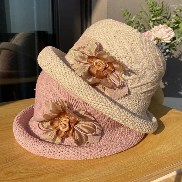 Chapeaux à large bord Lady Sun Cap Court Femmes Pêcheur Chapeau Pliable Été Tricoté