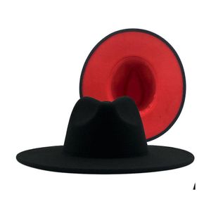 Sombreros de ala ancha grandes Fedoras Fedora Jazz Top Hat Big Fieltro Hombres Mujeres Panamá Cap Lady Caps Hombre Mujer Accesorios de moda al por mayor Dro Dhmjl