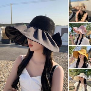 Sombreros de ala ancha, sombrero de sol grande para mujer, visera de Color sólido ultraligero resistente a los rayos UV para mujer con estilo para mujer de verano